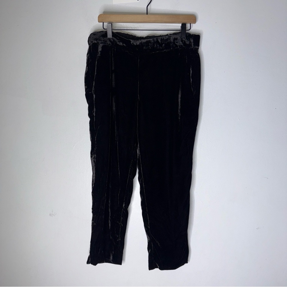 J. Crew Black Velvet Pull-On Easy Pant Peyton Size 12P NWT Elastic Waist Pockets